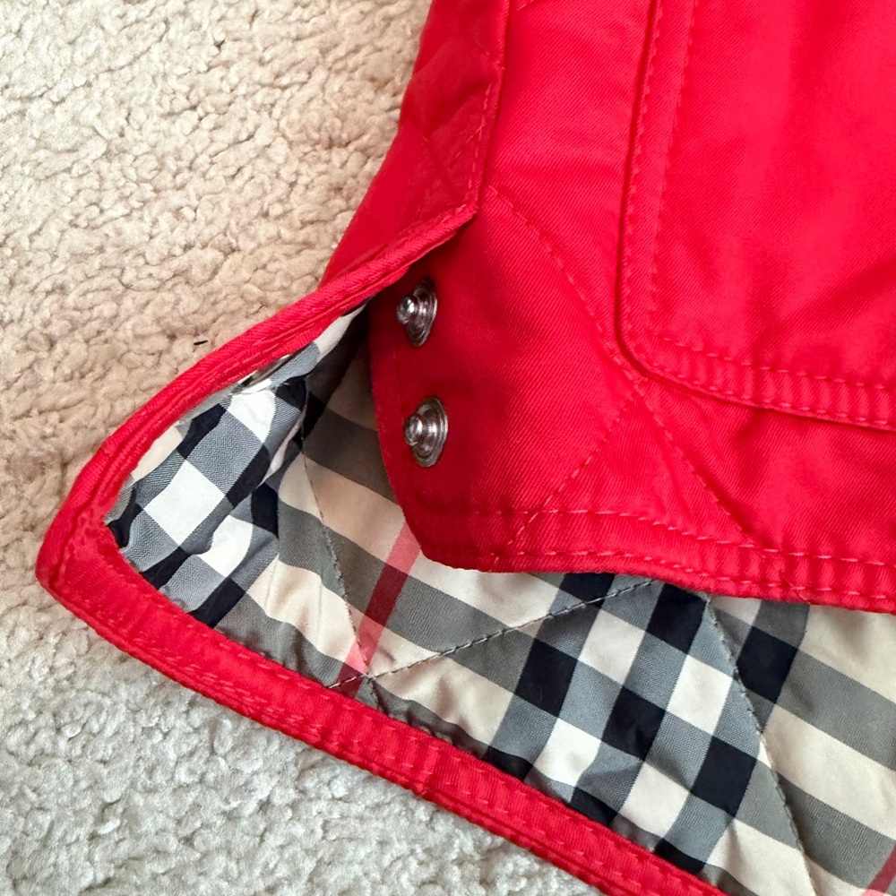 Burberry NWT Infant Baby Kids Otis Corduroy Collar Quilted Jacket Red Size 18 Mo - Picture 11 of 11
